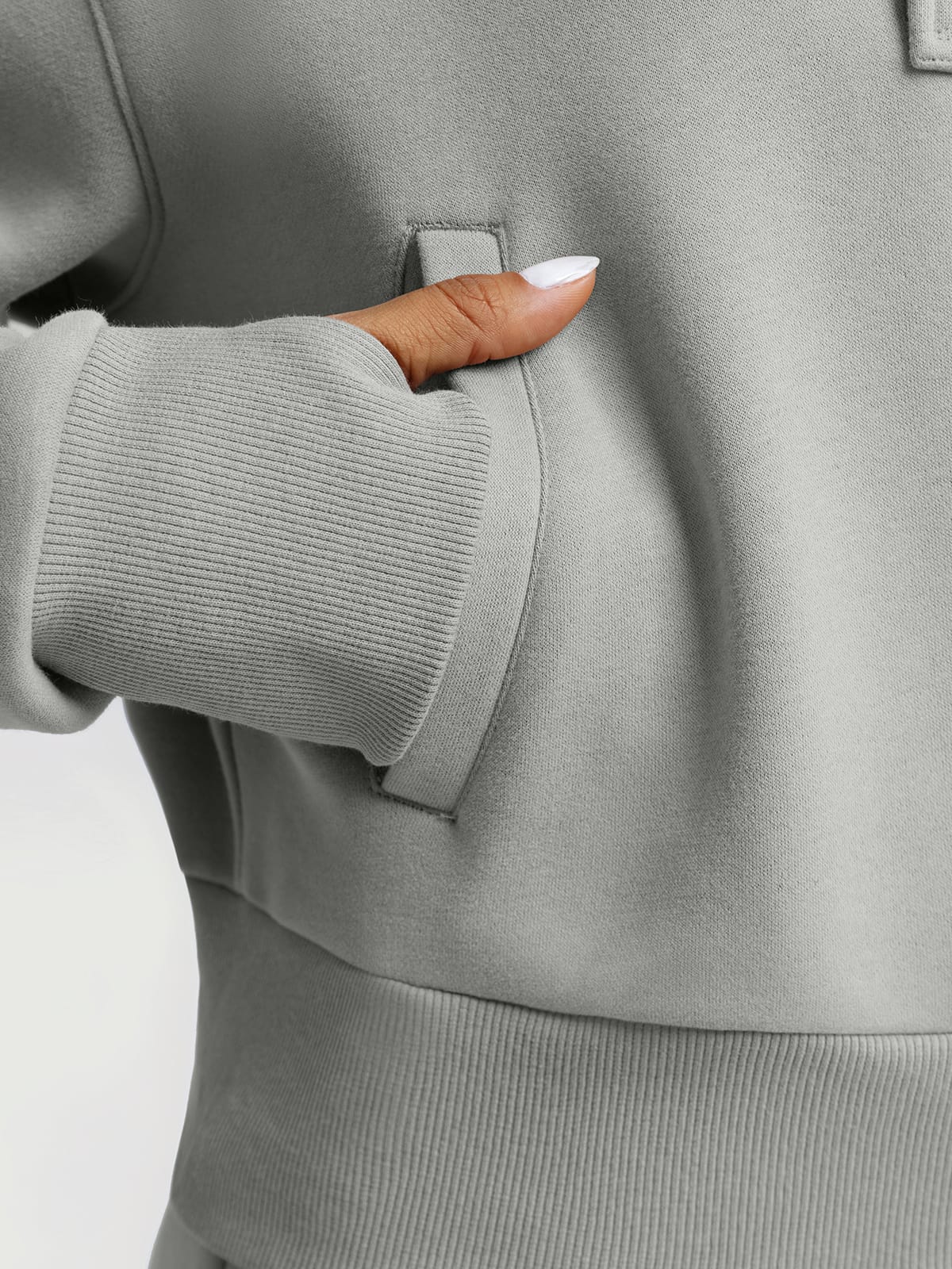 Cropped sweatshirt ribbed cuff detail