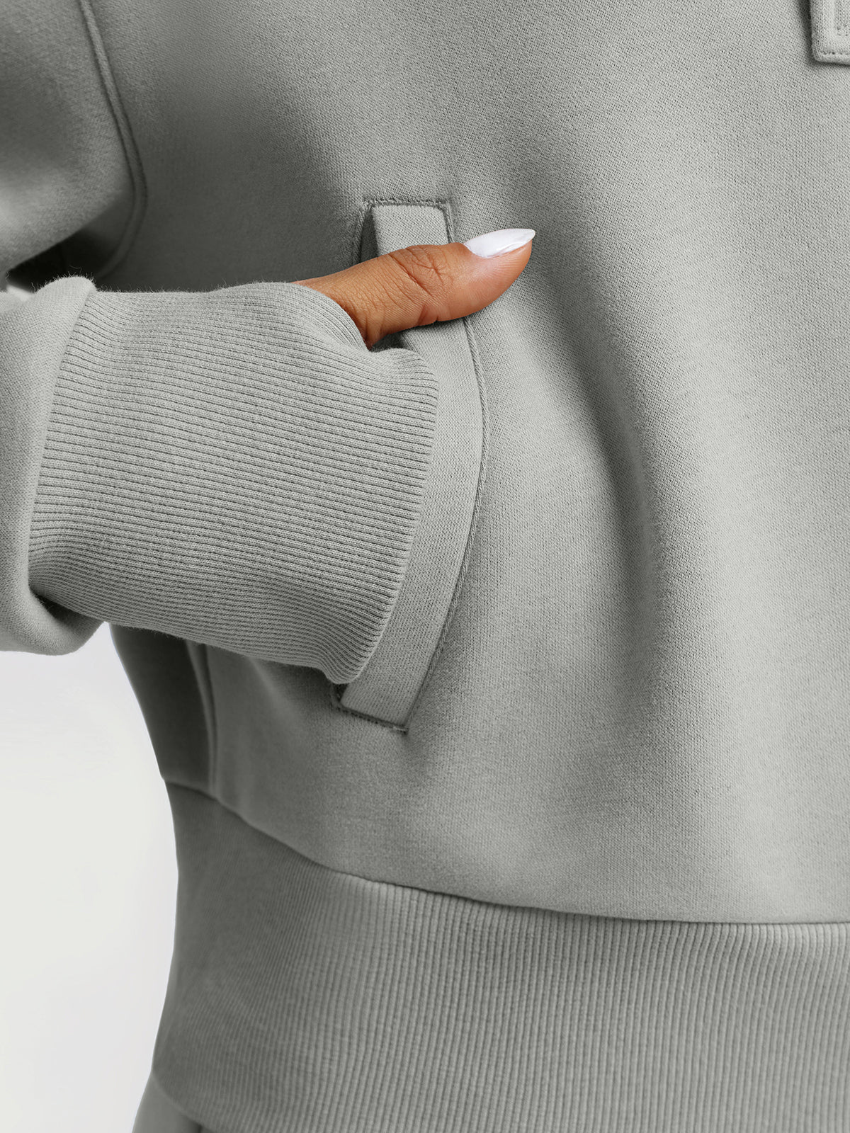 Wholesale Cropped Half-Zip Sweatshirt and Double-Waist Sweatpants Set
