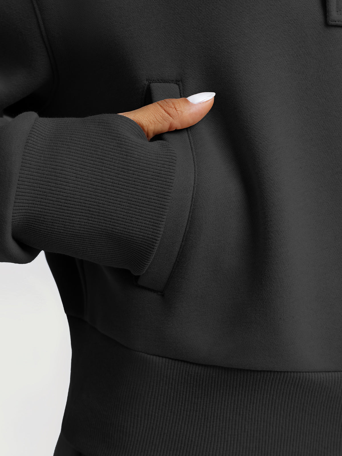 Wholesale Cropped Half-Zip Sweatshirt and Double-Waist Sweatpants Set