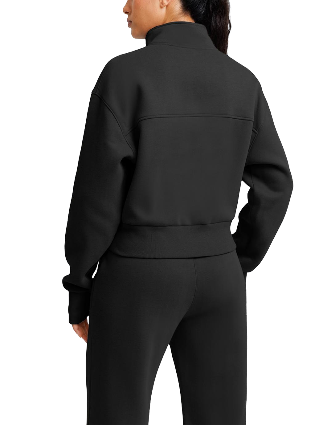 Wholesale Cropped Half-Zip Sweatshirt and Double-Waist Sweatpants Set