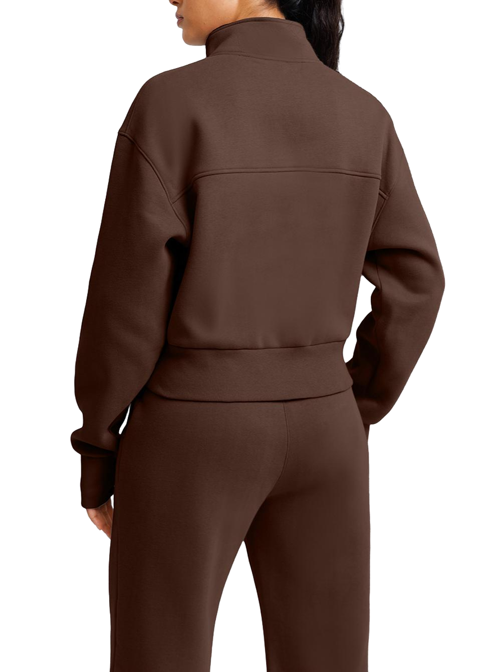 Wholesale Cropped Half-Zip Sweatshirt and Double-Waist Sweatpants Set