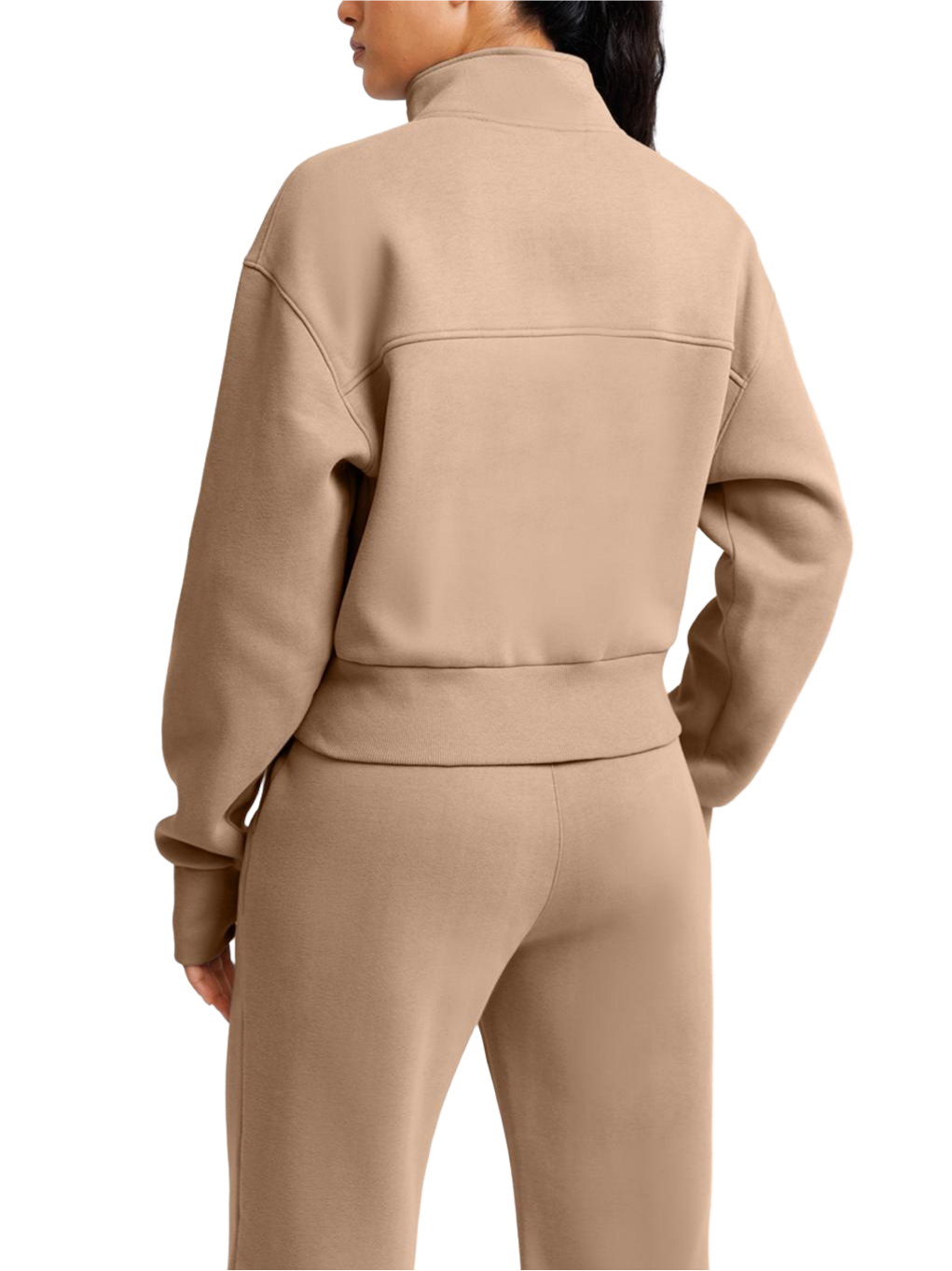 Wholesale Cropped Half-Zip Sweatshirt and Double-Waist Sweatpants Set