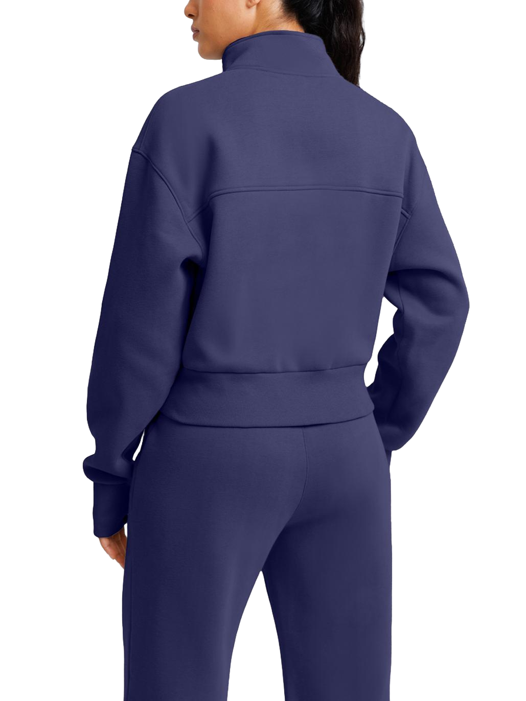 Wholesale Cropped Half-Zip Sweatshirt and Double-Waist Sweatpants Set