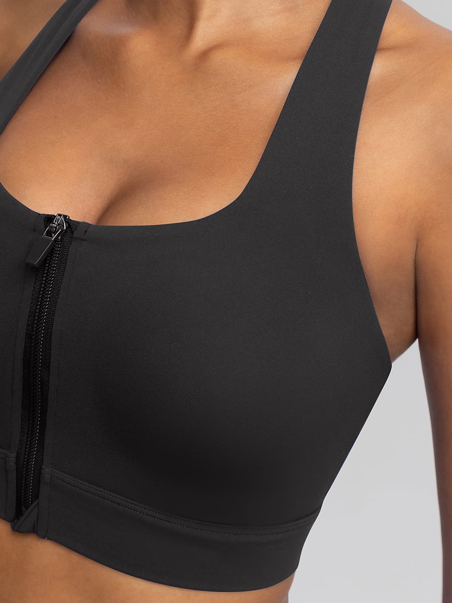 Side profile of Vractive Black molded zipper activewear vest