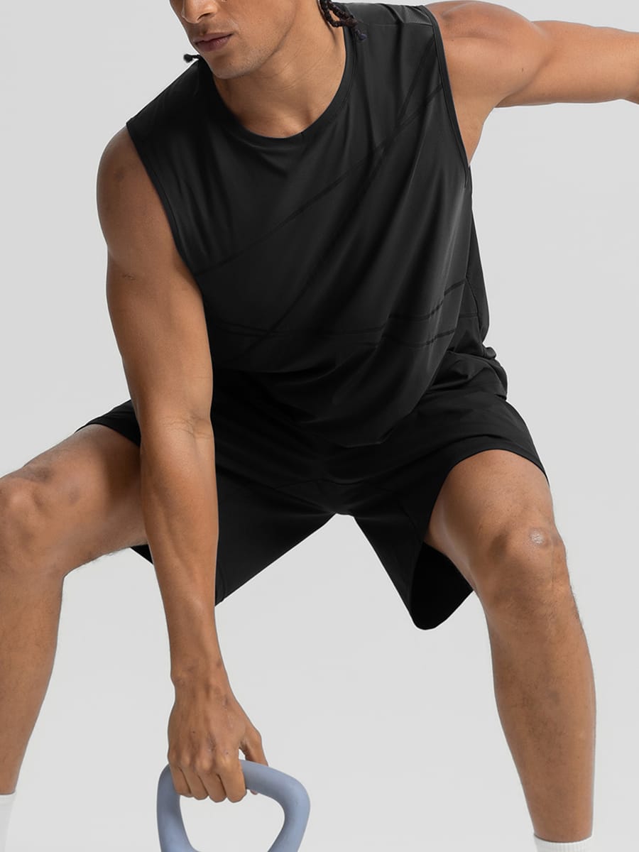 Vractive Men's Quick Dry Workout Tank Top Summer Fitness Vest wholesale back view