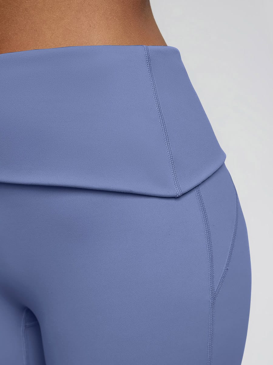 womens flare leggings stitching detail seamless stretch yoga fabric close up
