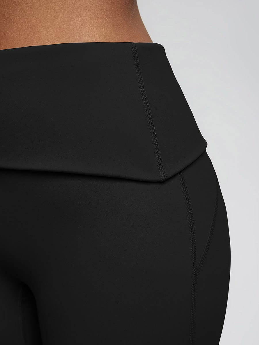 high waist waistband detail womens seamless flare yoga leggings close up