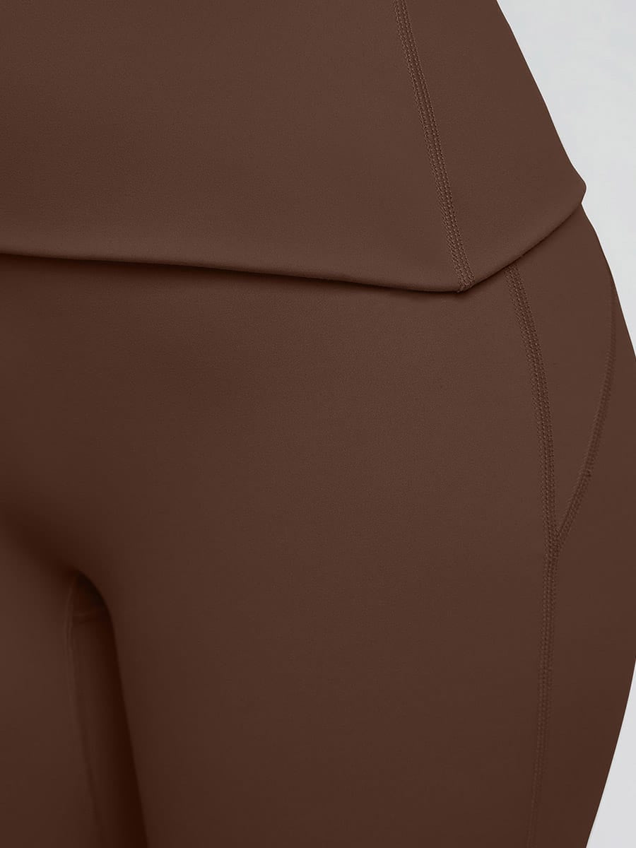 womens flare leggings stitching detail seamless stretch yoga fabric close up