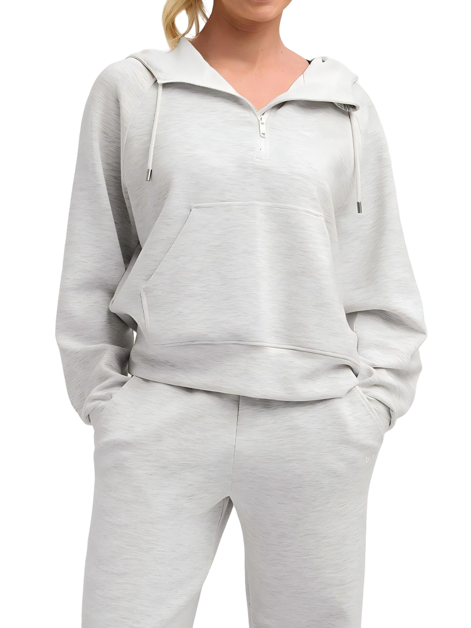 Wholesale Cropped Half-Zip Hoodie with Thumb Holes | Modal Blend
