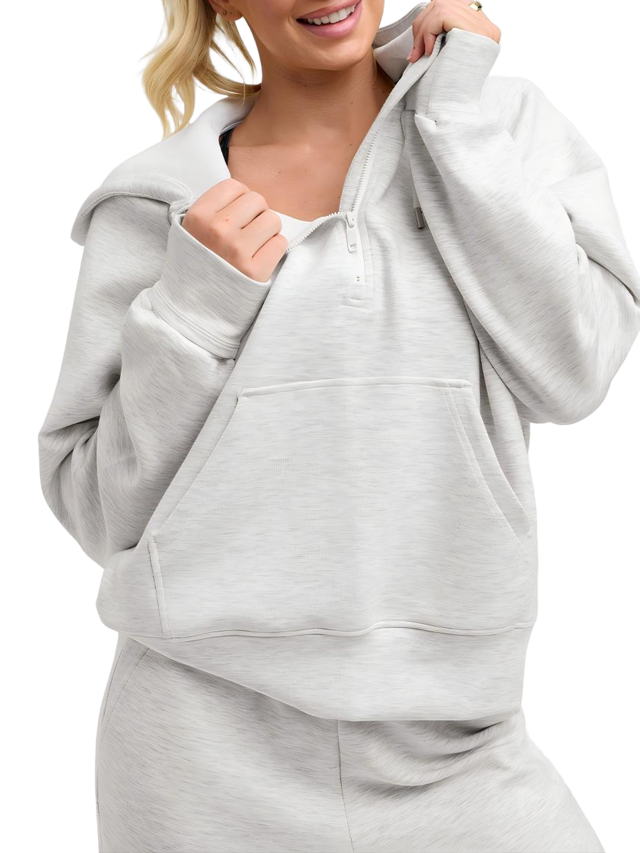 Wholesale Cropped Half-Zip Hoodie with Thumb Holes | Modal Blend