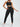 Side view of black Vractive adjustable straps high waist athletic suit, quick drying workout set
