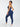 Side view of blue Vractive adjustable straps high waist athletic suit, quick drying workout set (another angle)
