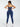 Back view of blue Vractive adjustable straps high waist athletic suit, quick drying workout set
