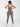 Back view of grey Vractive adjustable straps high waist athletic suit, quick drying workout set
