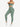 Front view of sage green Vractive racerback high waist pockets sports suit in active movement, breathable workout set
