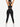 Back view of black Vractive racerback high waist pockets sports suit in active stretch, breathable workout set
