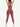Back view of burgundy Vractive racerback high waist pockets sports suit, breathable workout set
