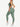 Side view of sage green Vractive racerback high waist pockets sports suit, breathable workout set
