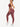 Side view of burgundy Vractive racerback high waist pockets sports suit in active movement, breathable workout set
