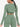 Back view of sage green Vractive round collar long sleeve crop top, running workout activewear (only tops)
