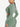 Side back view of sage green Vractive round collar long sleeve crop top, running workout activewear (only tops)
