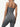 Back view of grey Vractive nylon seamless yoga bodysuit, super comfy wholesale activewear
