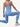 Side view of blue Vractive nylon seamless yoga bodysuit in active movement, super comfy
