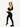 Black Vractive front and back hollow sports bra with leggings set in active movement
