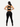 Back view of black Vractive wholesale sports bra with leggings set, front and back hollow design
