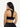 Back view of black Vractive leopard-print and black splice sports bra, wholesale activewear
