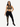 Full body view of leopard-print and black splice Vractive sports bra with leggings set, wholesale activewear
