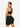 Side view of black Vractive eco-friendly seamless sportswear, sexy V neck biker shorts set
