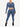 Front view of blue Vractive eco-friendly seamless sportswear, 3D printing thumbhole activewear
