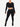 Front view of black Vractive eco-friendly seamless sportswear, 3D printing thumbhole activewear
