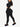 Side view of black Vractive seamless sportswear set, eco-friendly 3D printing with thumbholes
