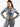 Vractive silver film sauna long sleeve thumb hole sports top, front view with full zip closure
