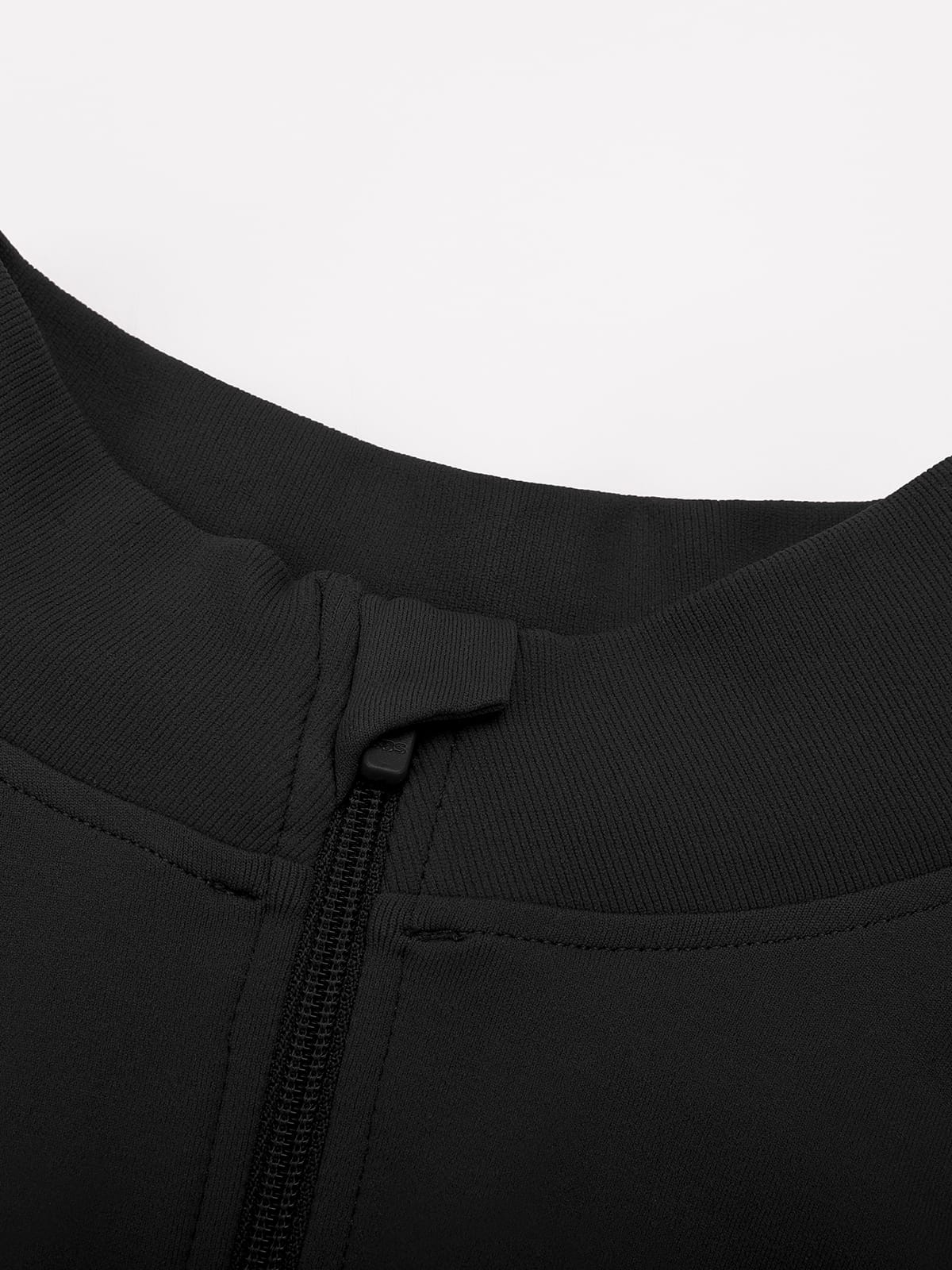 Seamless mock neck zip up jacket collar detail