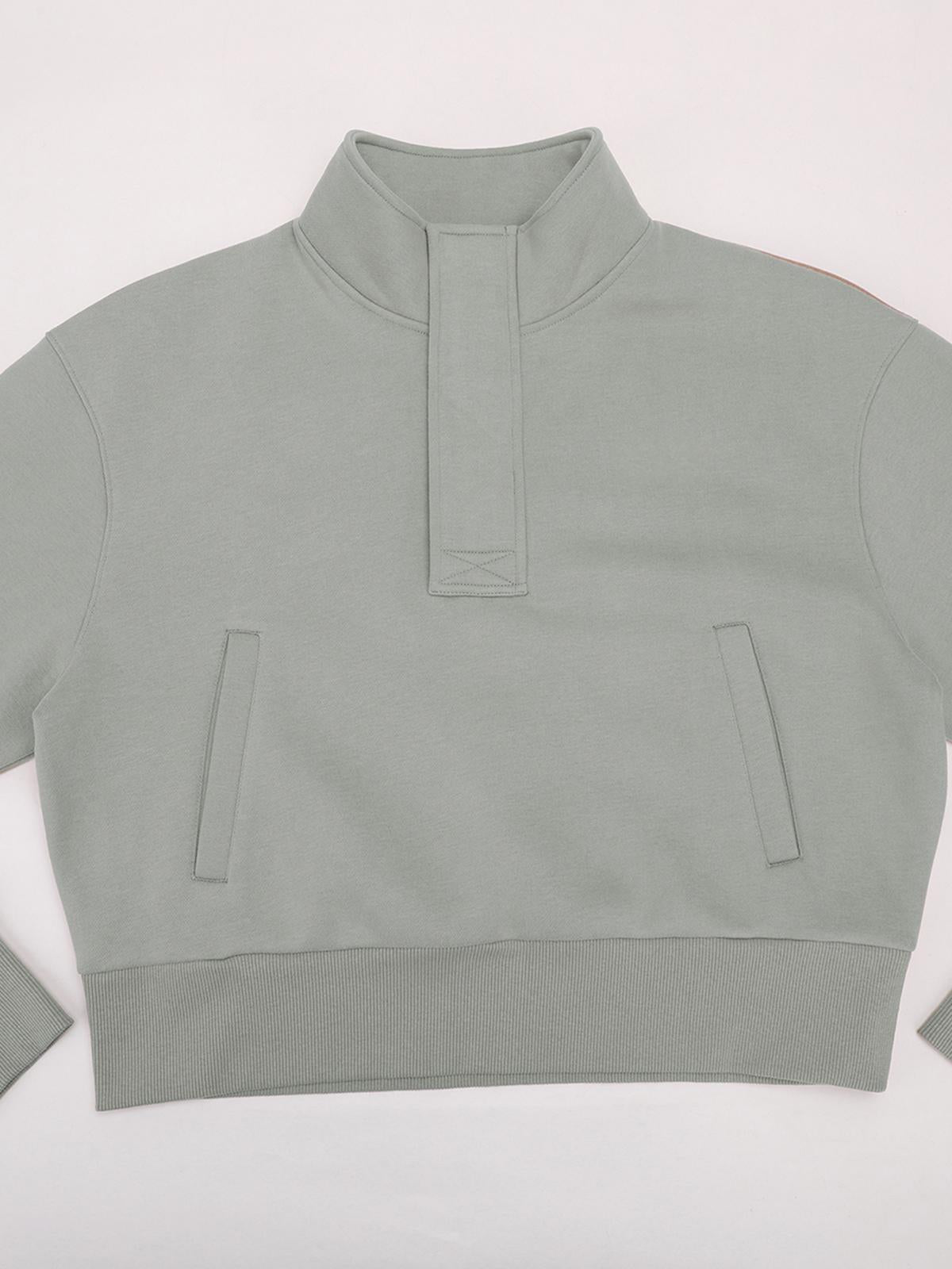 Wholesale Cropped Half-Zip Sweatshirt and Double-Waist Sweatpants Set