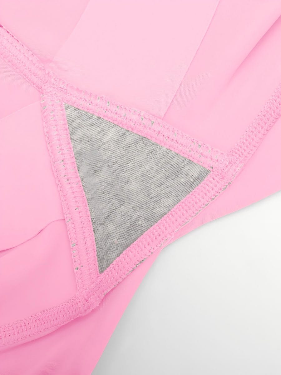 Pink flare leggings with camel toe prevention