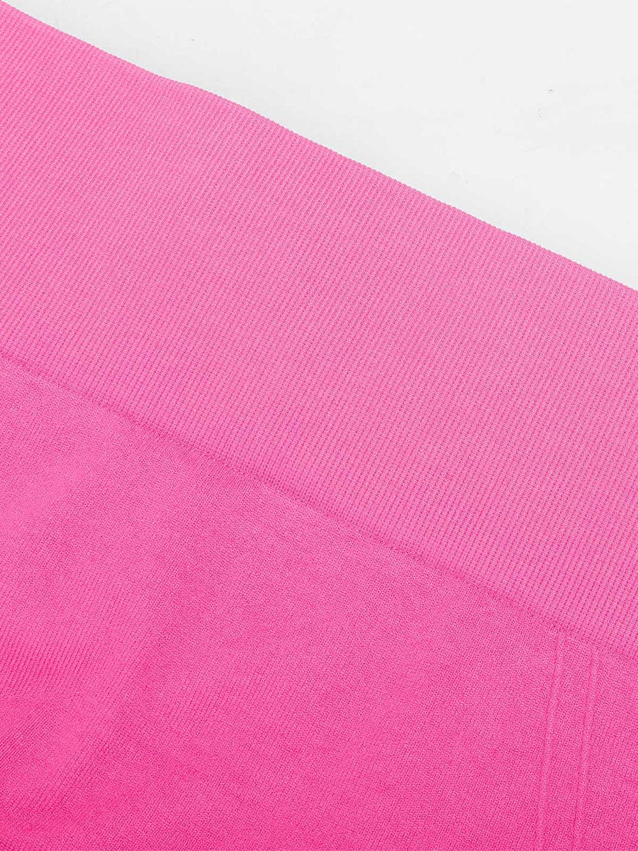 Seamless fabric detail of pink yoga shorts, wholesale sculpting shorts
