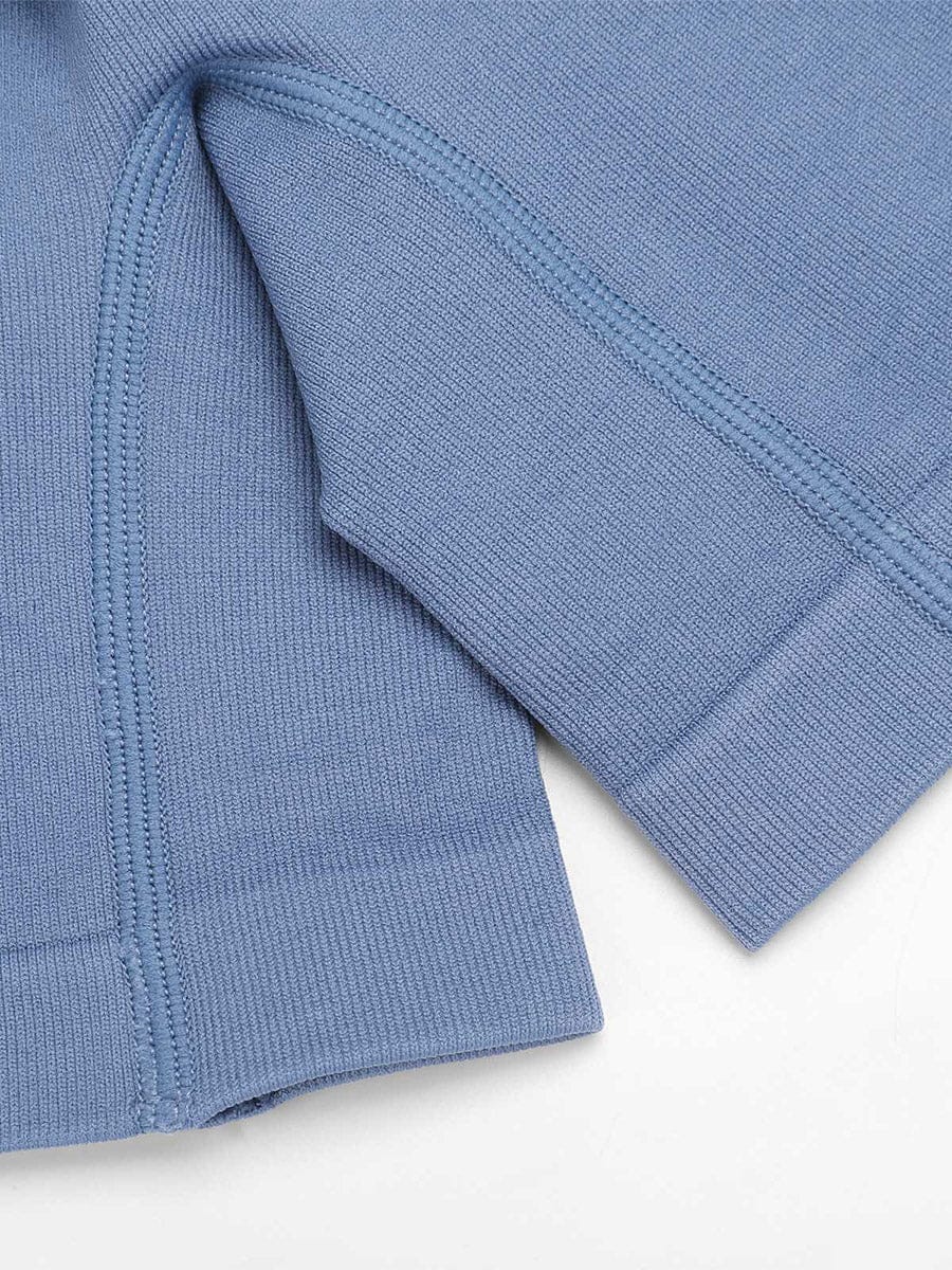 Four way stretch fabric detail of blue yoga shorts, wholesale sculpting shorts
