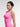 Side view of pink seamless supportive top, form fitting sports top with removable cups
