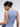 Back view of blue seamless supportive top, wholesale sports top with removable cups
