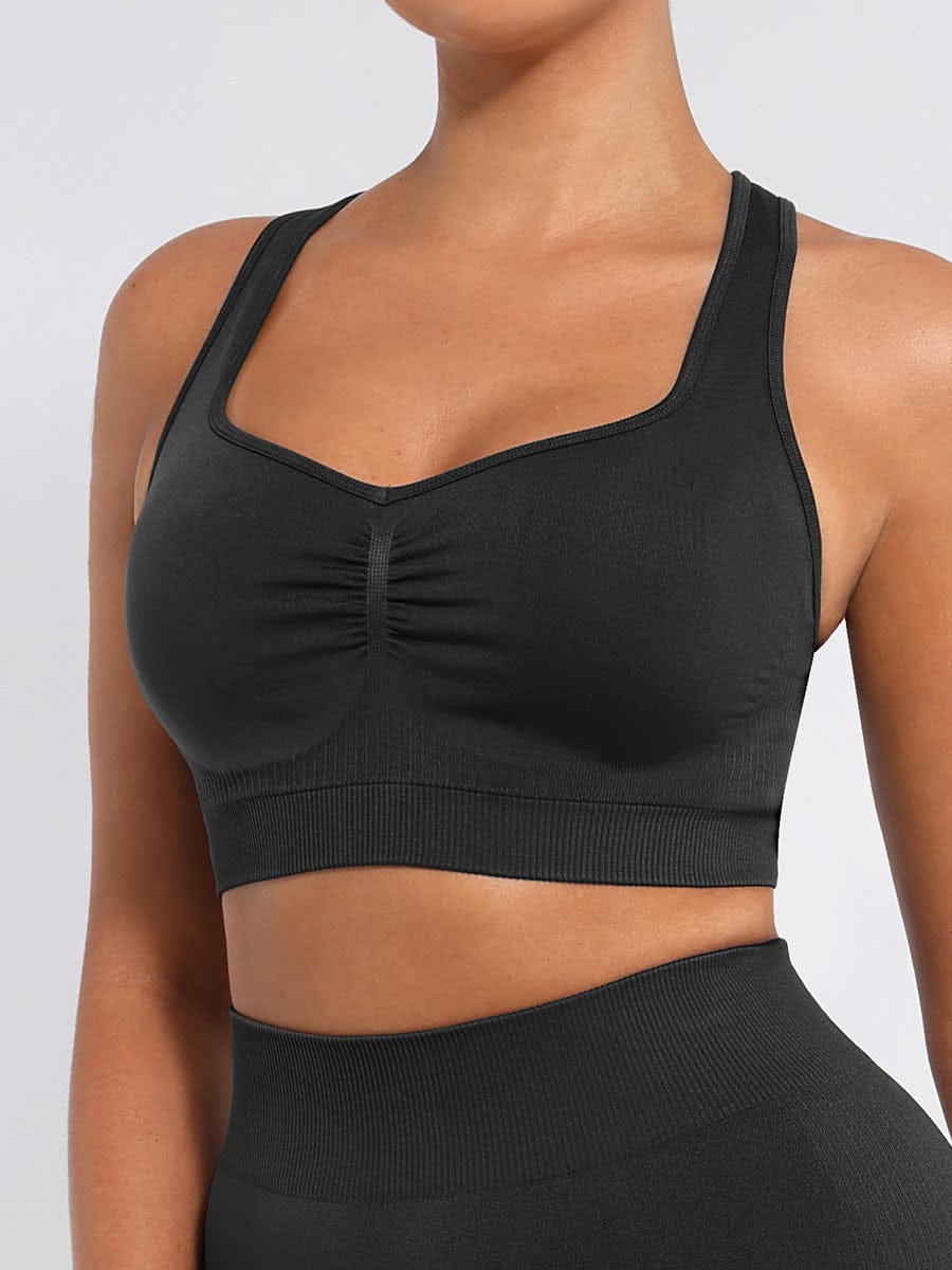 Vractive Wholesale Seamless High Support Racerback Sports Bra with wholesale model wearing
