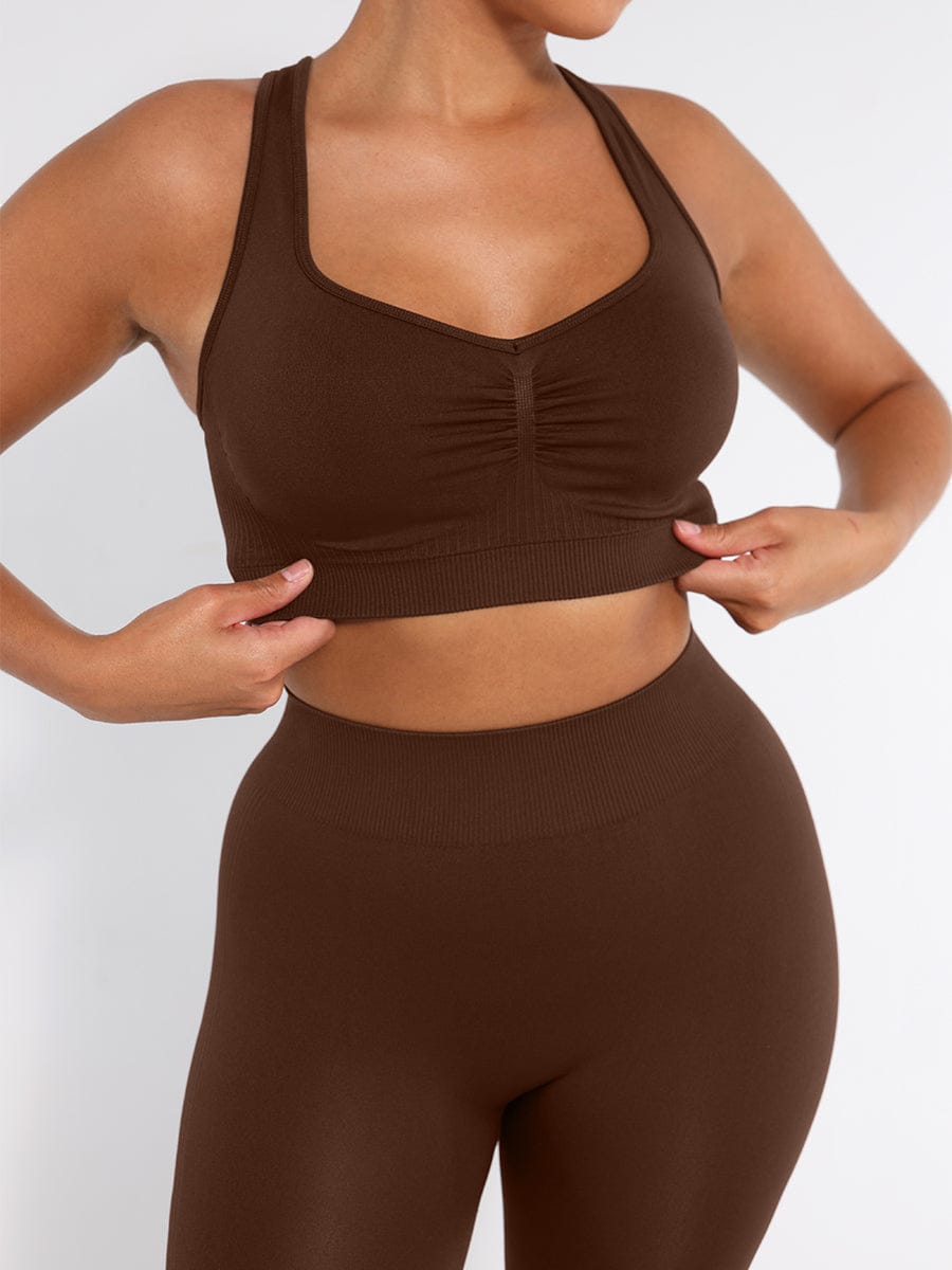 Vractive Wholesale Seamless High Support Racerback Sports Bra with wholesale back view