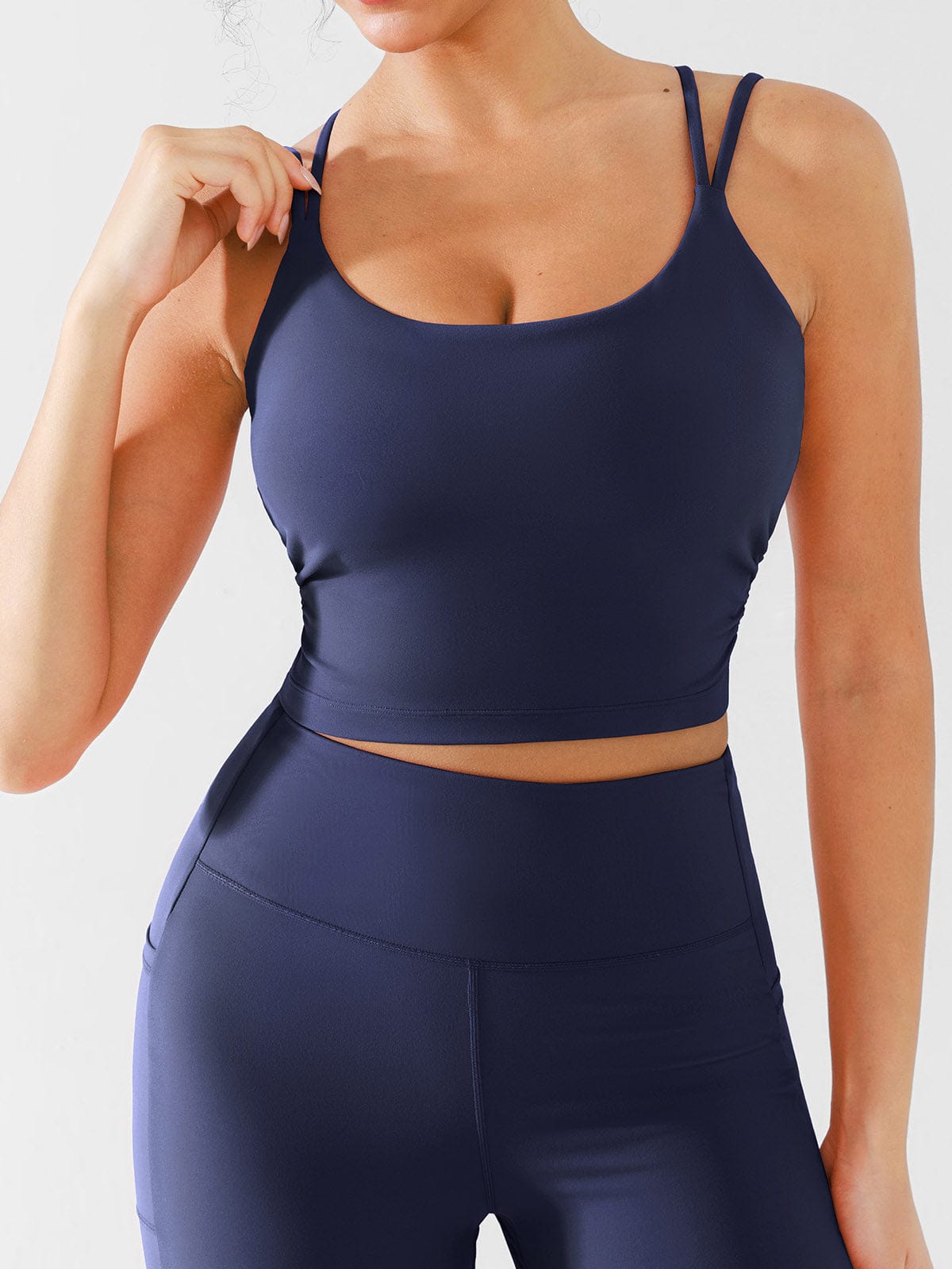 Navy Blue high elasticity sports bra from Vractive front view