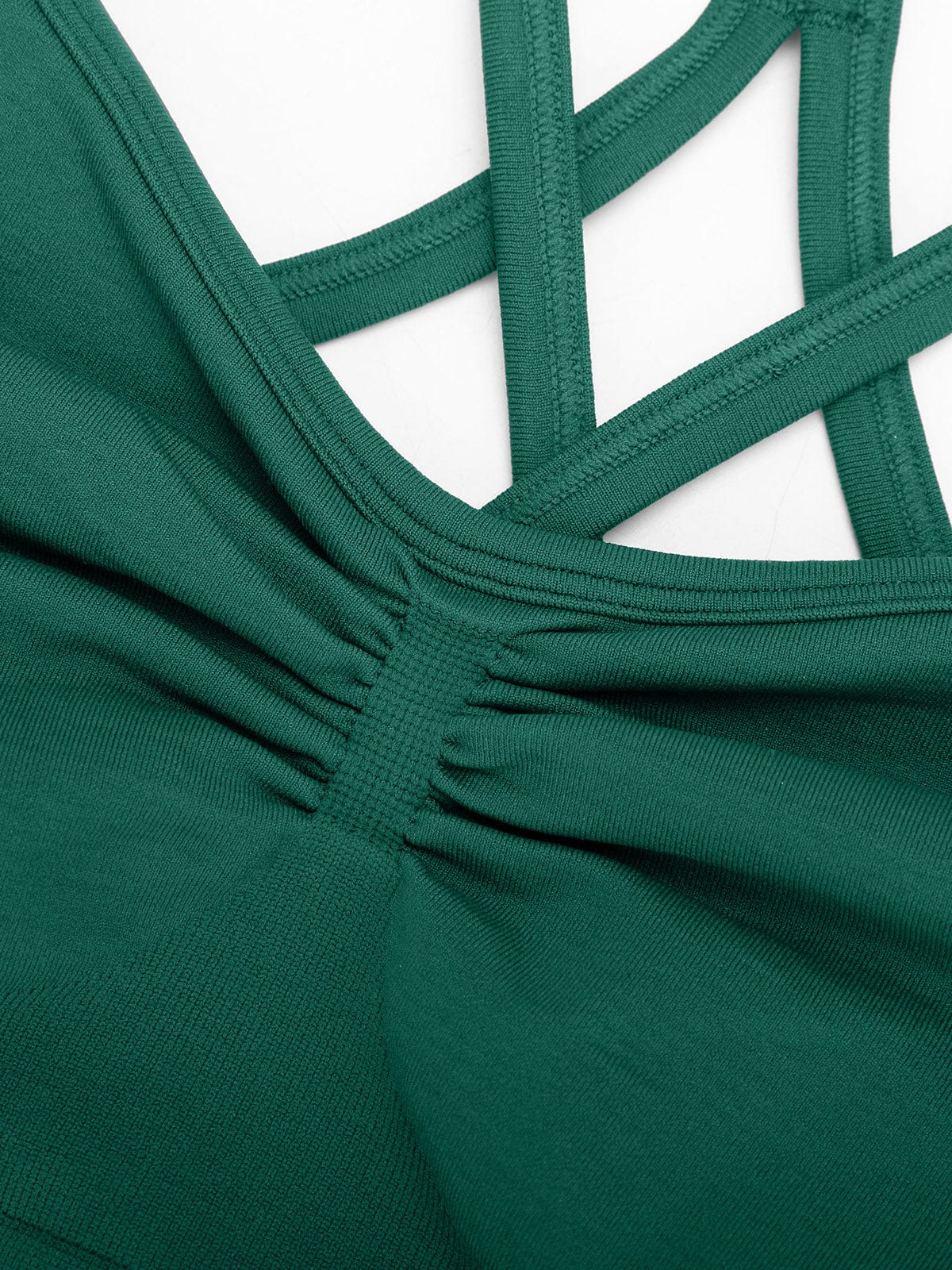 Macro texture of sustainable Dark Green fabric on Vractive yoga bra