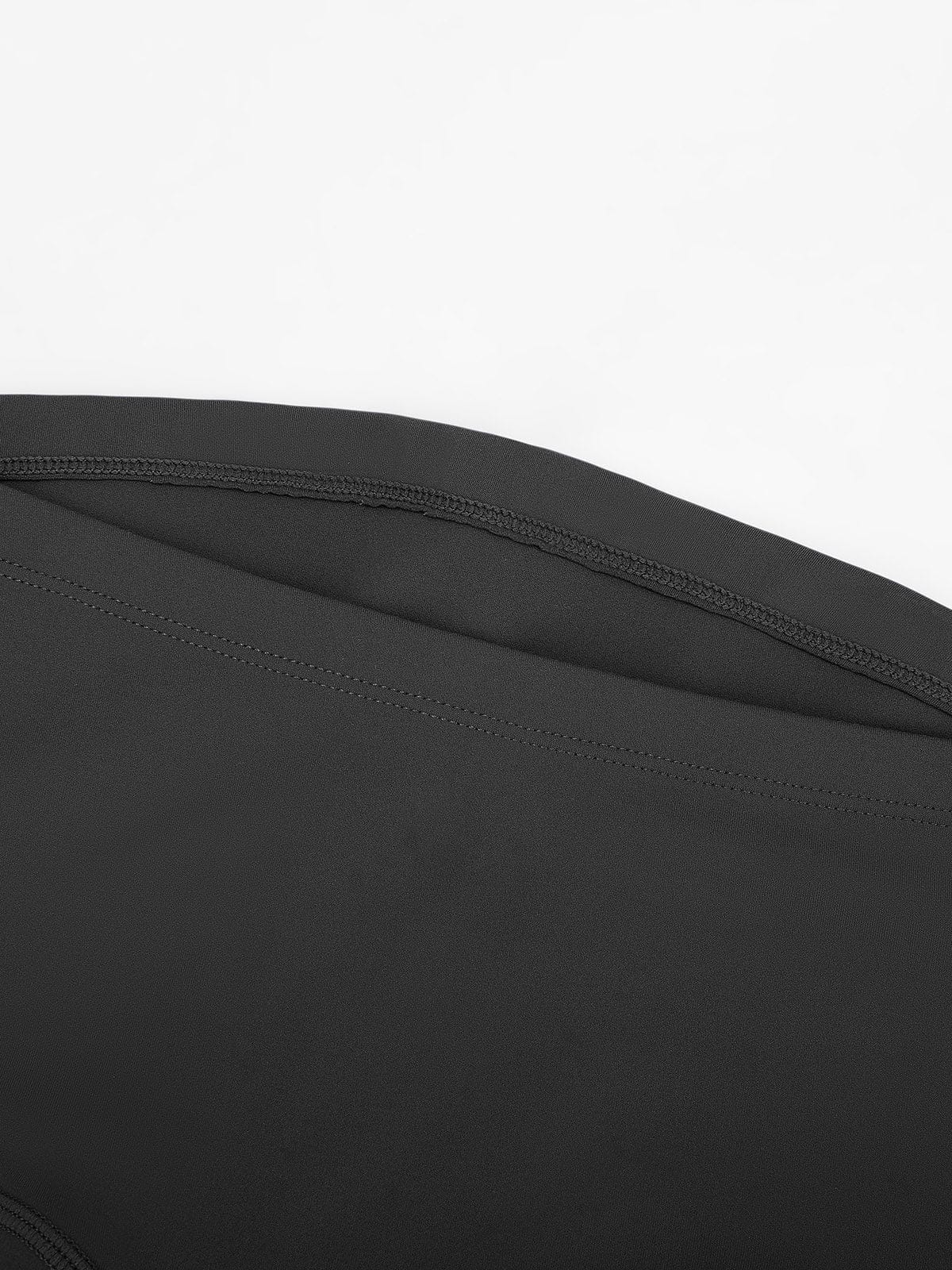 Close-up of the secure booty scrunch stitching on Standard Black Vractive high waist shorts