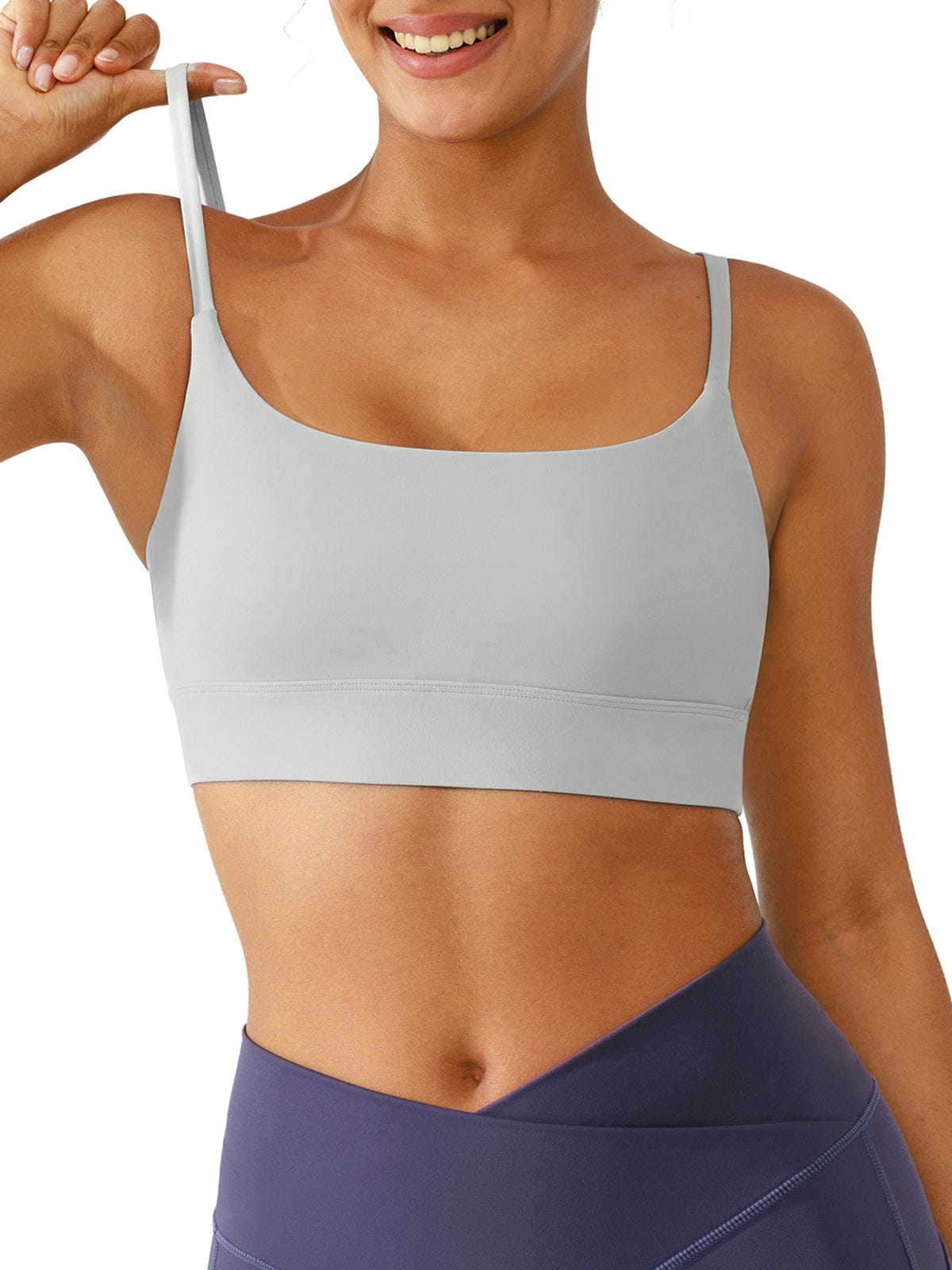 Taupe Brown adjustable support yoga bra by Vractive front view