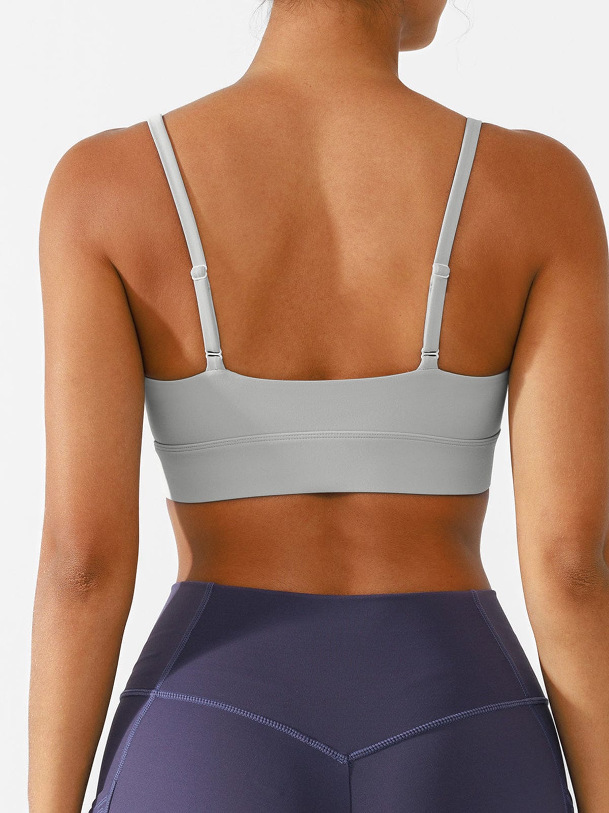 Vractive Taupe Brown sports bra featuring adjustable straps for personalized fit